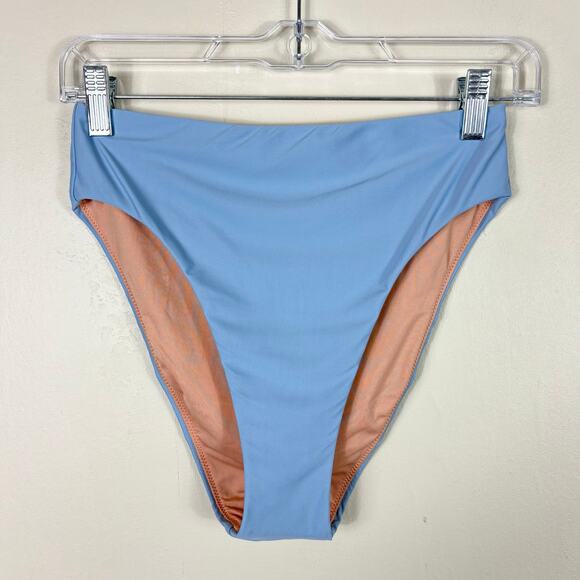 J. Crew High Rise High Cut Cheeky Coverage Bikini Bottom in Blue Mist - Picture 1 of 8
